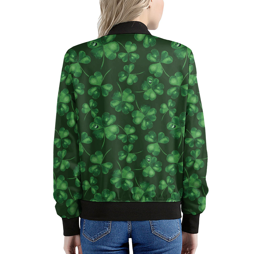 Watercolor Saint Patrick's Day Print Women's Bomber Jacket