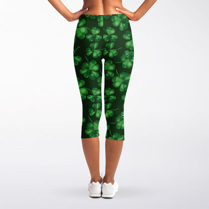 Watercolor Saint Patrick's Day Print Women's Capri Leggings
