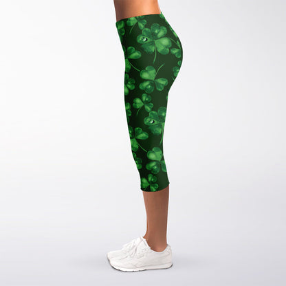 Watercolor Saint Patrick's Day Print Women's Capri Leggings