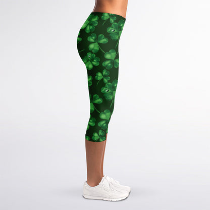Watercolor Saint Patrick's Day Print Women's Capri Leggings