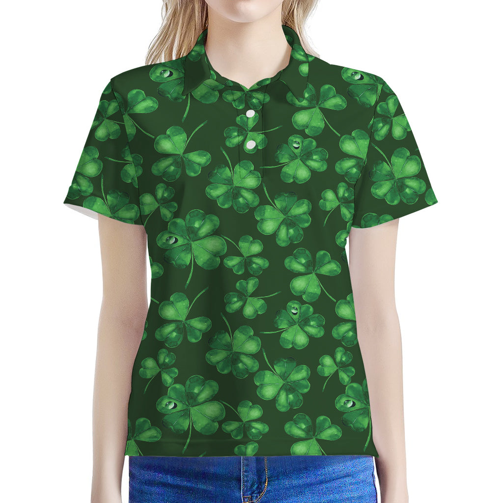 Watercolor Saint Patrick's Day Print Women's Polo Shirt