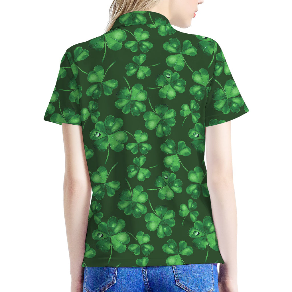 Watercolor Saint Patrick's Day Print Women's Polo Shirt