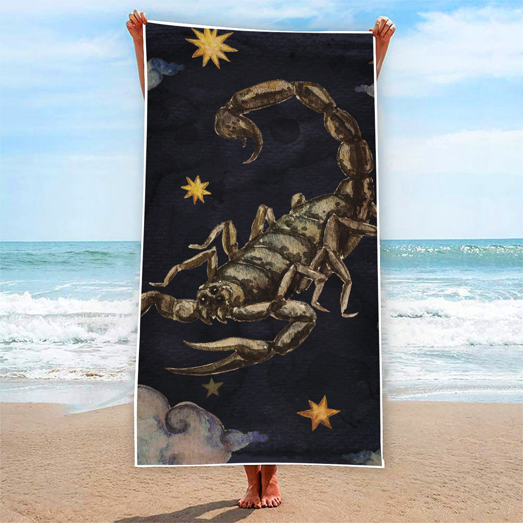 Watercolor Scorpio Zodiac Sign Print Beach Towel