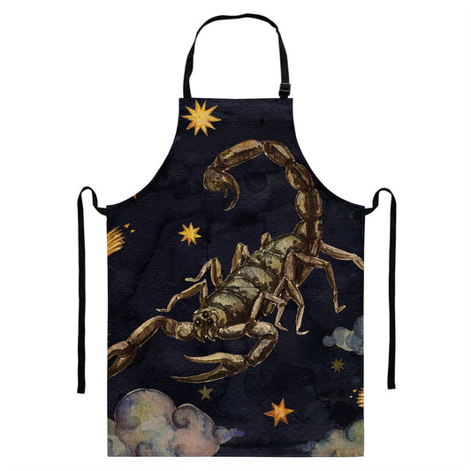 Watercolor Scorpio Zodiac Sign Print Bib Apron With Pocket