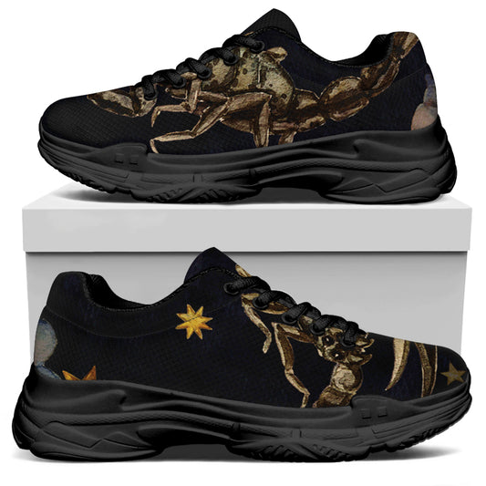 Watercolor Scorpio Zodiac Sign Print Black Chunky Shoes