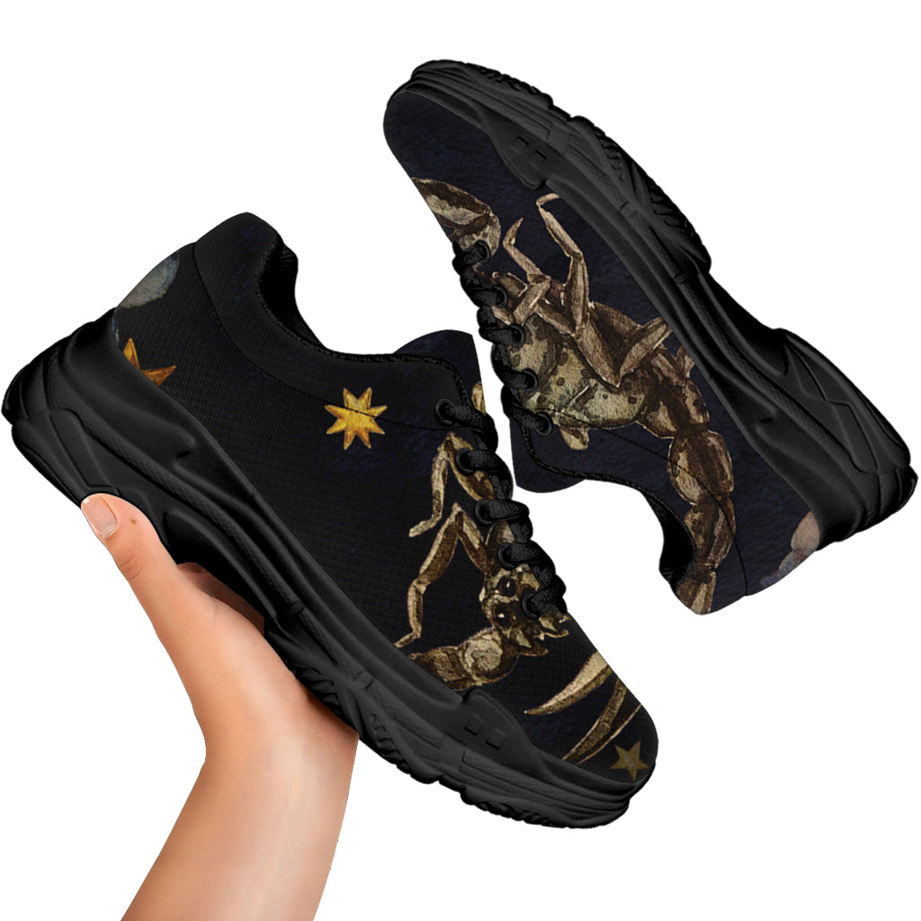 Watercolor Scorpio Zodiac Sign Print Black Chunky Shoes