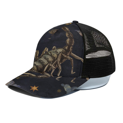 Watercolor Scorpio Zodiac Sign Print Black Mesh Trucker Cap