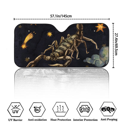 Watercolor Scorpio Zodiac Sign Print Car Windshield Sun Shade