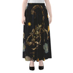 Watercolor Scorpio Zodiac Sign Print Chiffon Maxi Skirt