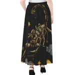 Watercolor Scorpio Zodiac Sign Print Chiffon Maxi Skirt