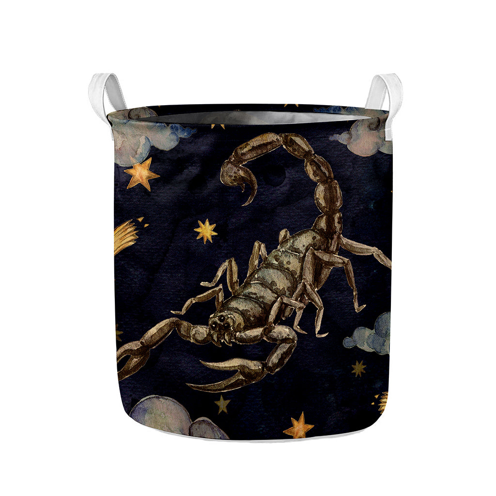 Watercolor Scorpio Zodiac Sign Print Collapsible Laundry Basket