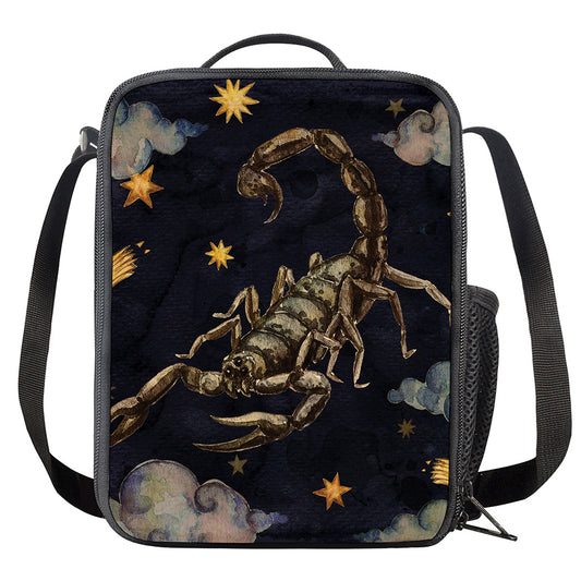 Watercolor Scorpio Zodiac Sign Print Crossbody Lunch Bag