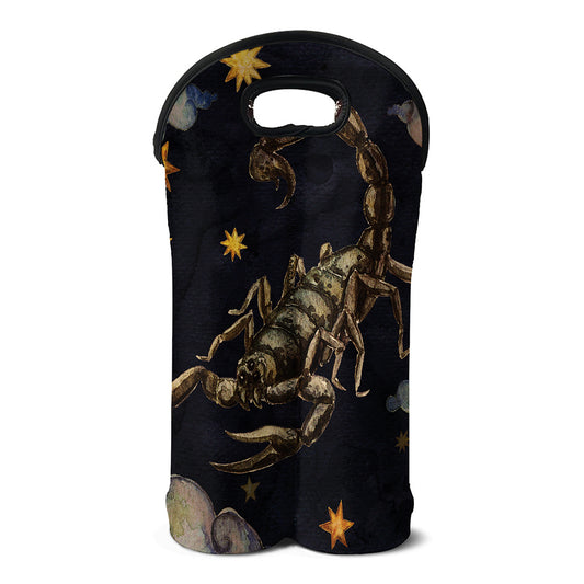 Watercolor Scorpio Zodiac Sign Print Double Neoprene Wine Tote