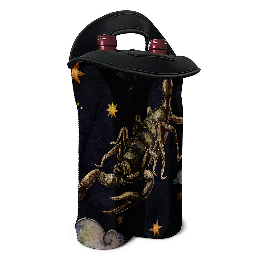 Watercolor Scorpio Zodiac Sign Print Double Neoprene Wine Tote