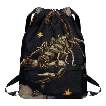 Watercolor Scorpio Zodiac Sign Print Drawstring Backpack