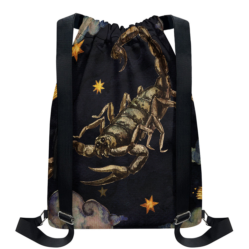 Watercolor Scorpio Zodiac Sign Print Drawstring Backpack