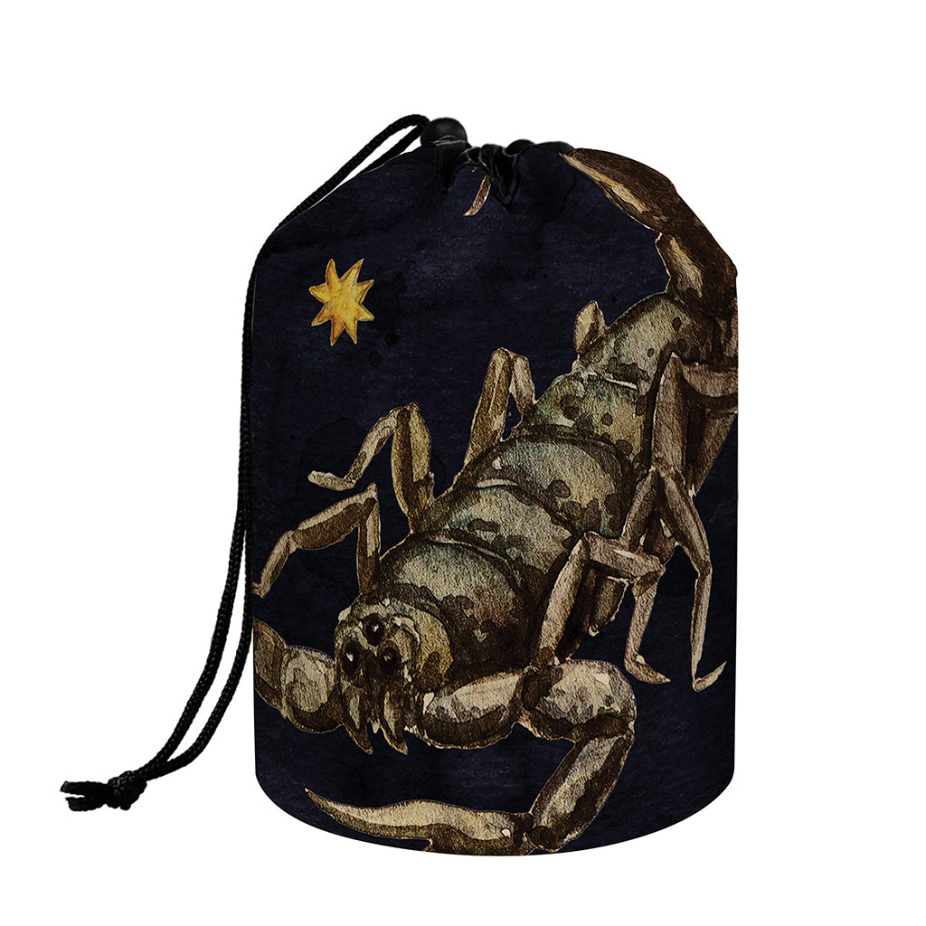 Watercolor Scorpio Zodiac Sign Print Drawstring Makeup Bag