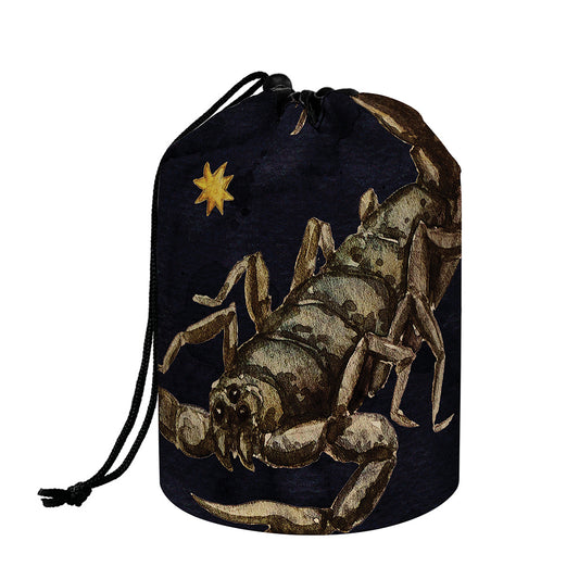Watercolor Scorpio Zodiac Sign Print Drawstring Makeup Bag