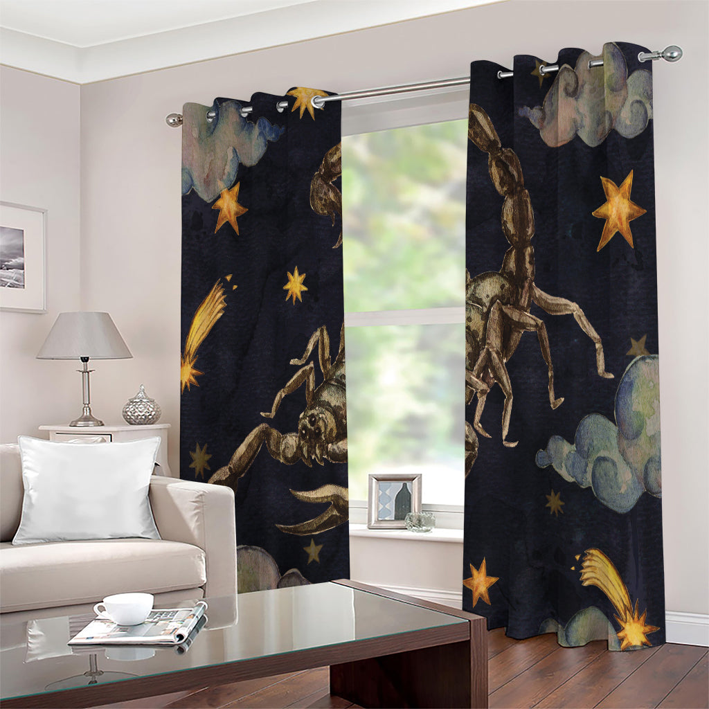 Watercolor Scorpio Zodiac Sign Print Extra Wide Grommet Curtains