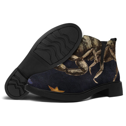 Watercolor Scorpio Zodiac Sign Print Flat Ankle Boots