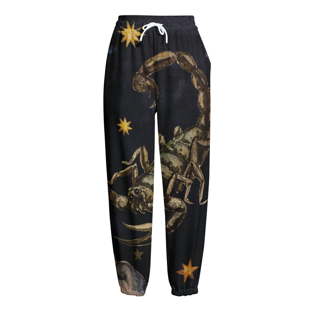 Watercolor Scorpio Zodiac Sign Print Fleece Lined Knit Pants