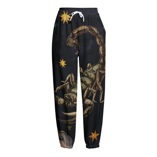 Watercolor Scorpio Zodiac Sign Print Fleece Lined Knit Pants