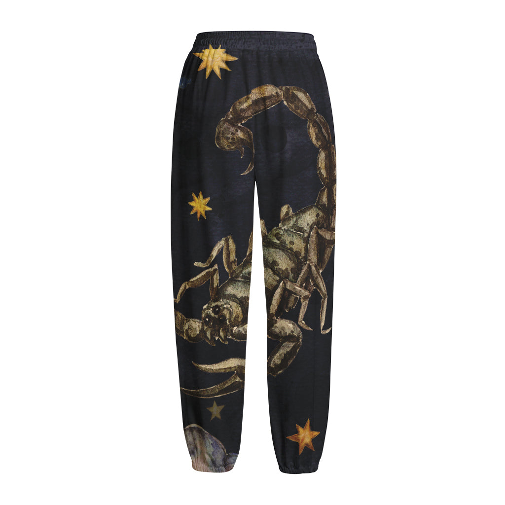 Watercolor Scorpio Zodiac Sign Print Fleece Lined Knit Pants