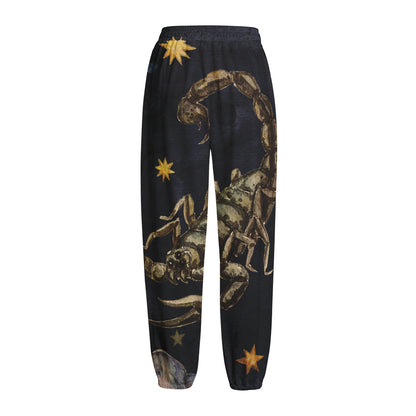 Watercolor Scorpio Zodiac Sign Print Fleece Lined Knit Pants