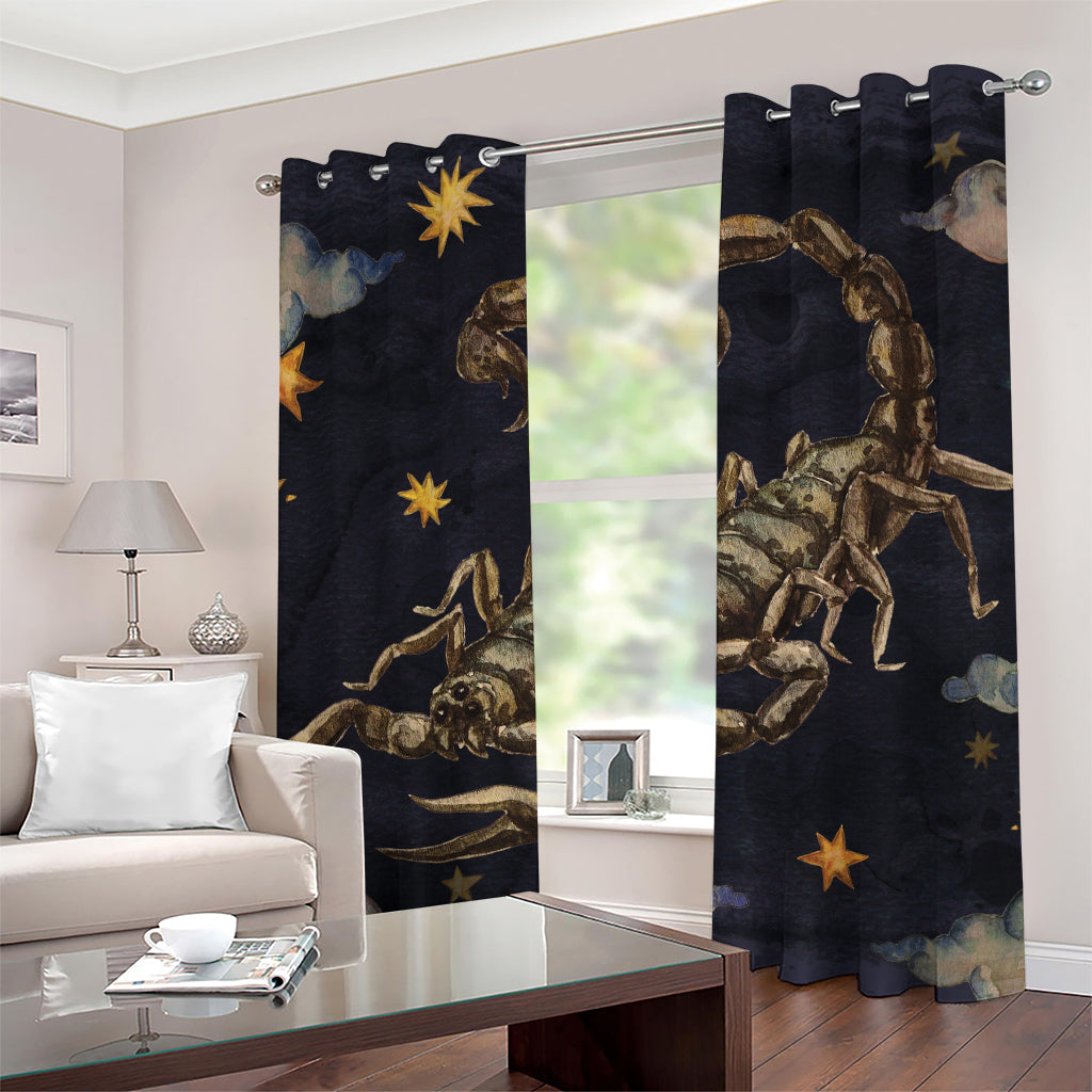 Watercolor Scorpio Zodiac Sign Print Grommet Curtains