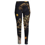 Watercolor Scorpio Zodiac Sign Print High-Waisted Pocket Leggings