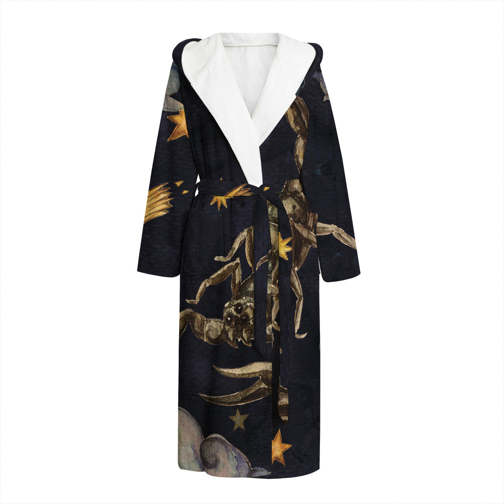 Watercolor Scorpio Zodiac Sign Print Hooded Bathrobe