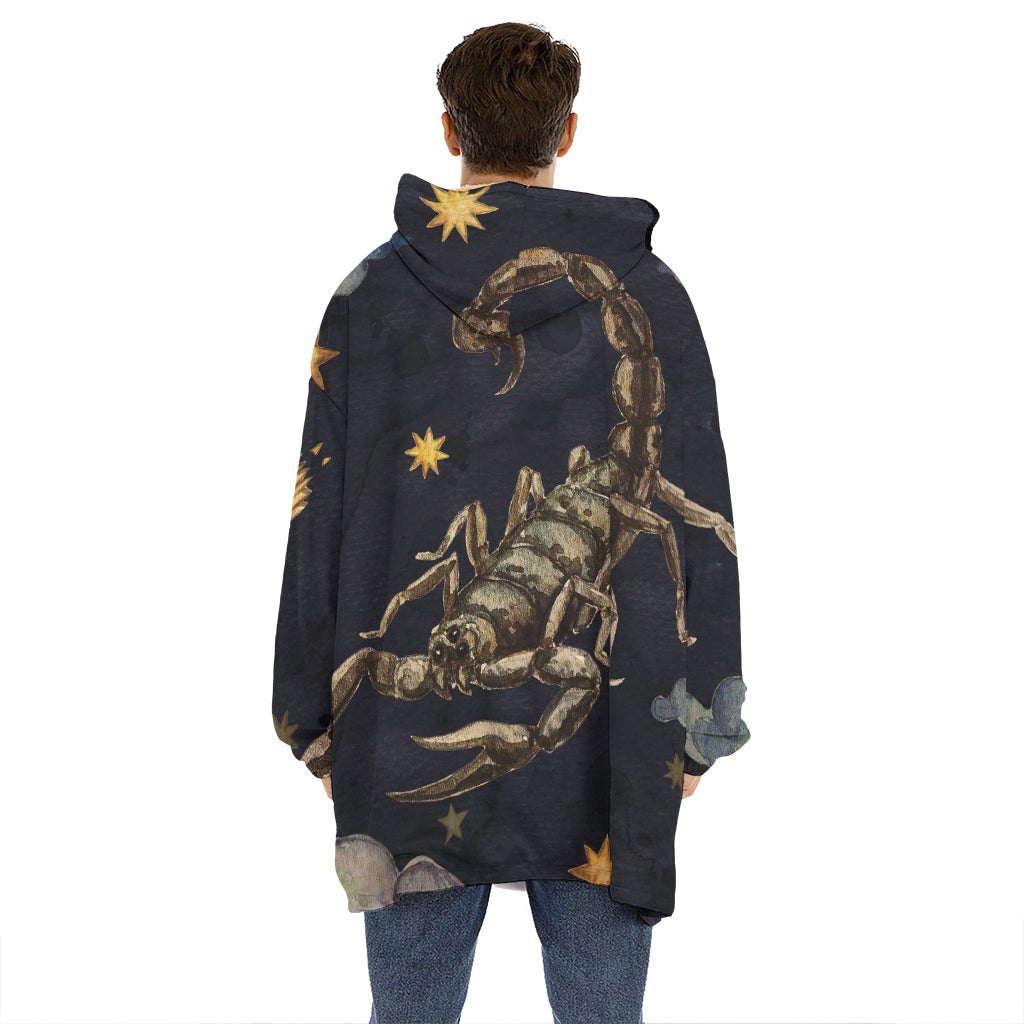 Watercolor Scorpio Zodiac Sign Print Hoodie Blanket