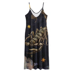 Watercolor Scorpio Zodiac Sign Print Jersey Midi Cami Dress