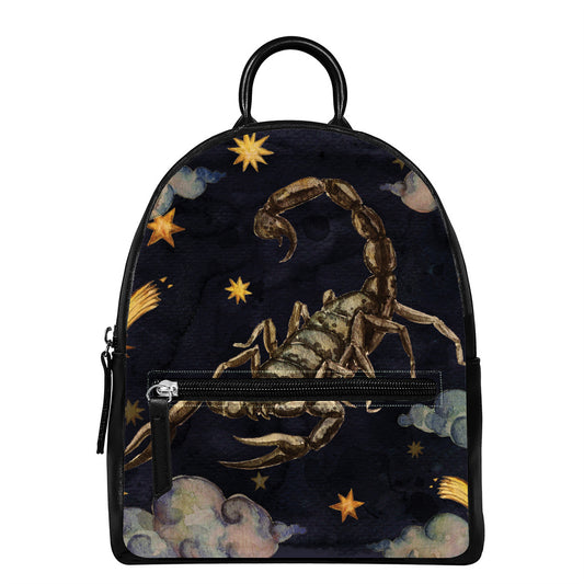 Watercolor Scorpio Zodiac Sign Print Leather Backpack