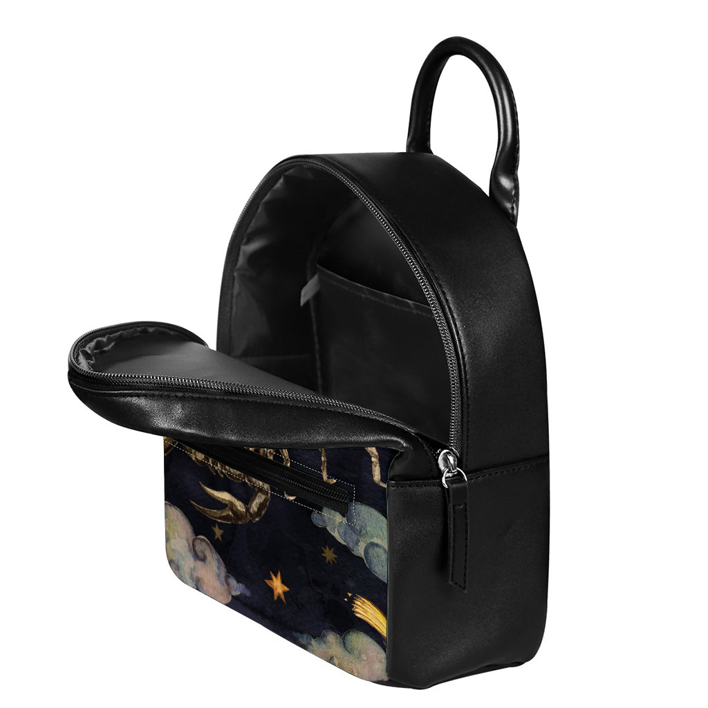 Watercolor Scorpio Zodiac Sign Print Leather Backpack