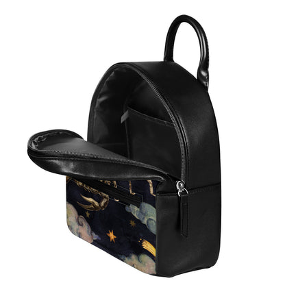 Watercolor Scorpio Zodiac Sign Print Leather Backpack