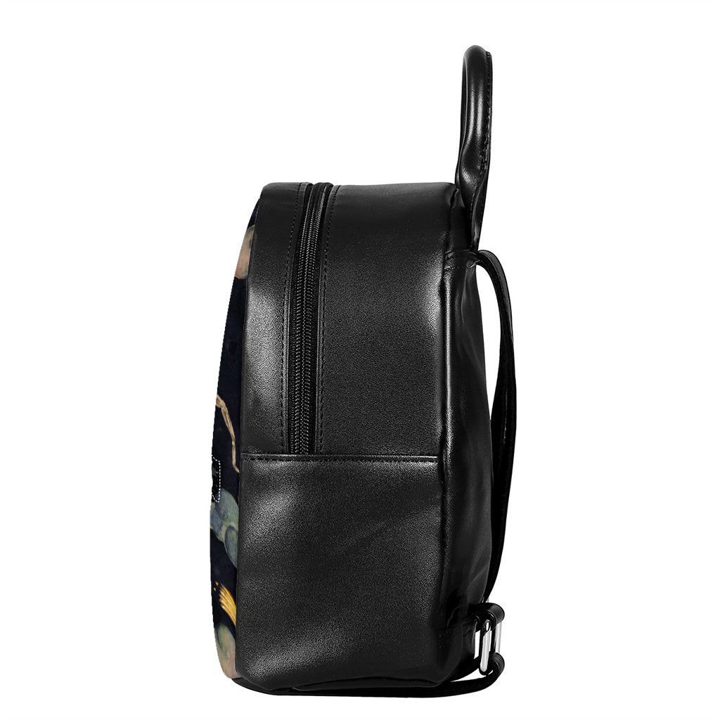 Watercolor Scorpio Zodiac Sign Print Leather Backpack