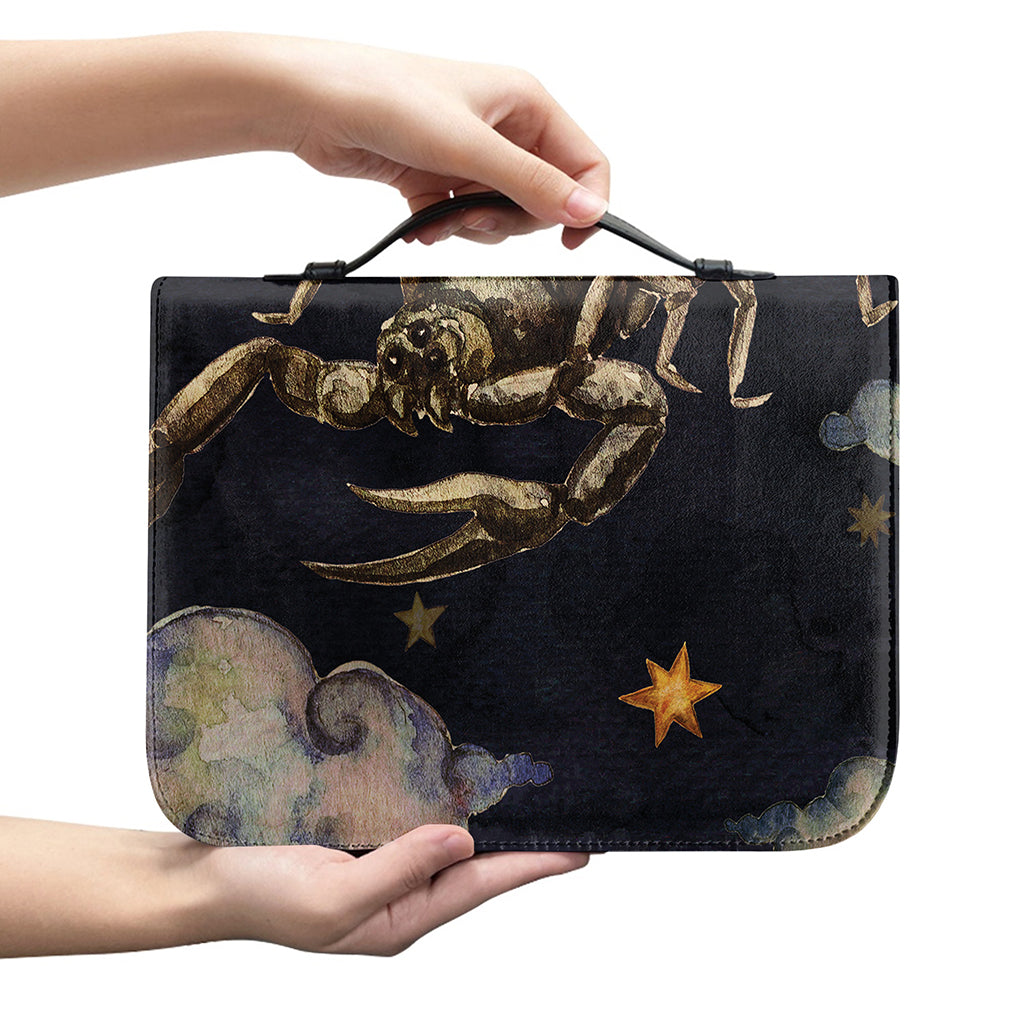 Watercolor Scorpio Zodiac Sign Print Leather Bible Cover