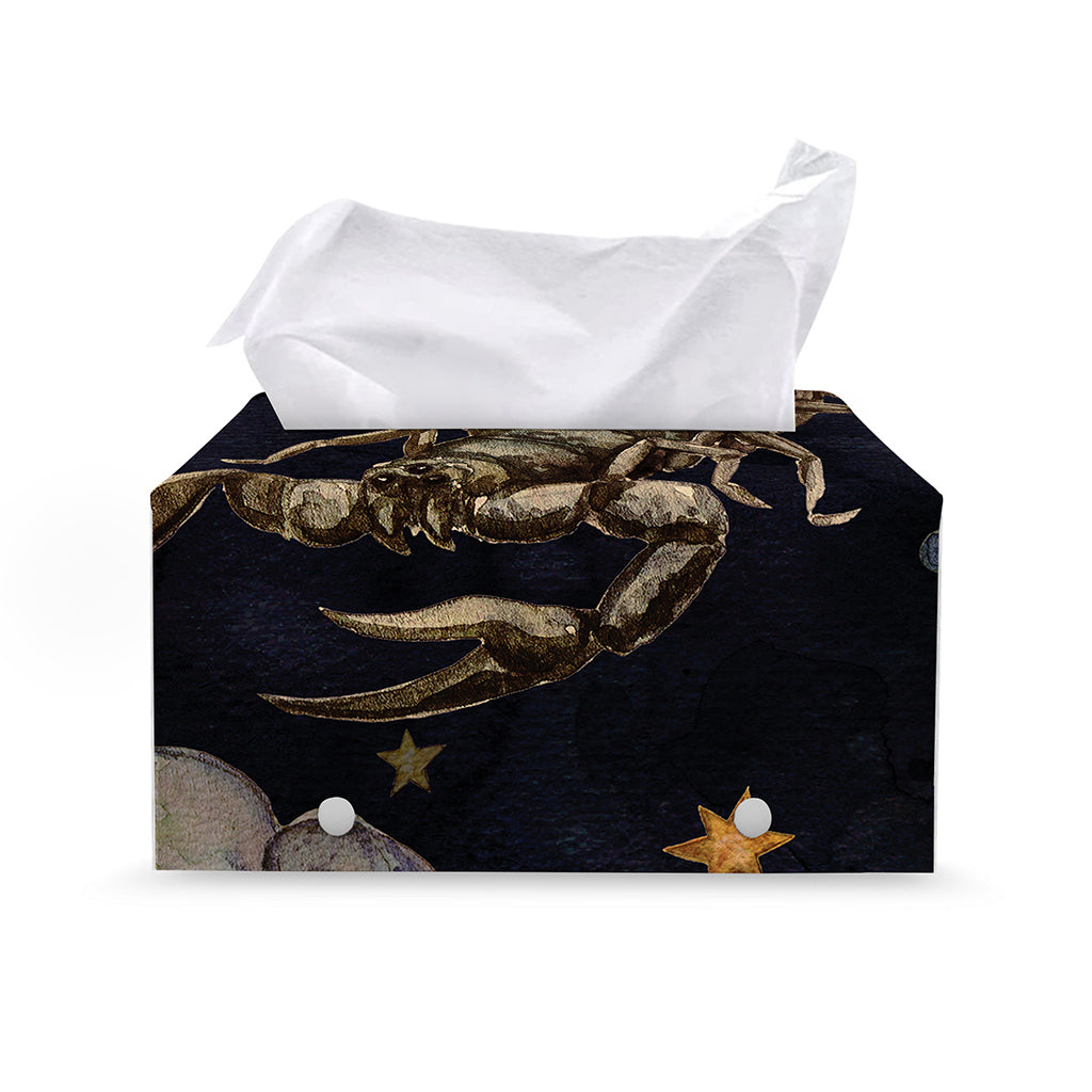 Watercolor Scorpio Zodiac Sign Print Leather Tissue Box Cover