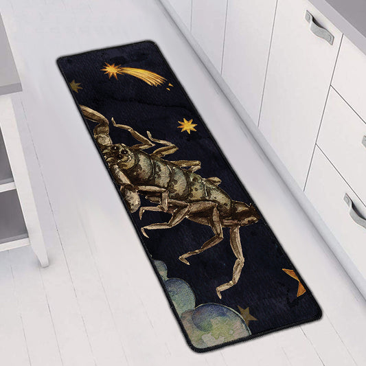 Watercolor Scorpio Zodiac Sign Print Long Kitchen Mat