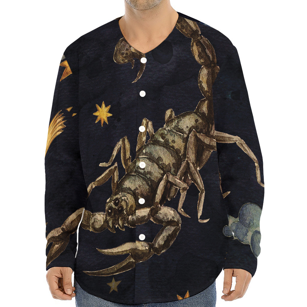 Watercolor Scorpio Zodiac Sign Print Long Sleeve Baseball Jersey