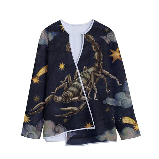 Watercolor Scorpio Zodiac Sign Print Long Sleeve Short Coat