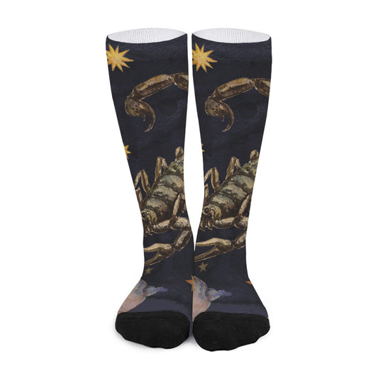 Watercolor Scorpio Zodiac Sign Print Long Socks