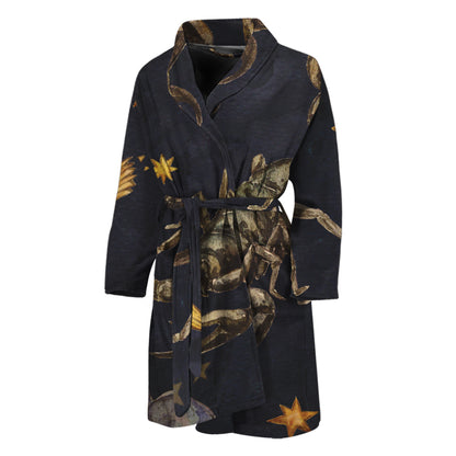 Watercolor Scorpio Zodiac Sign Print Men's Bathrobe