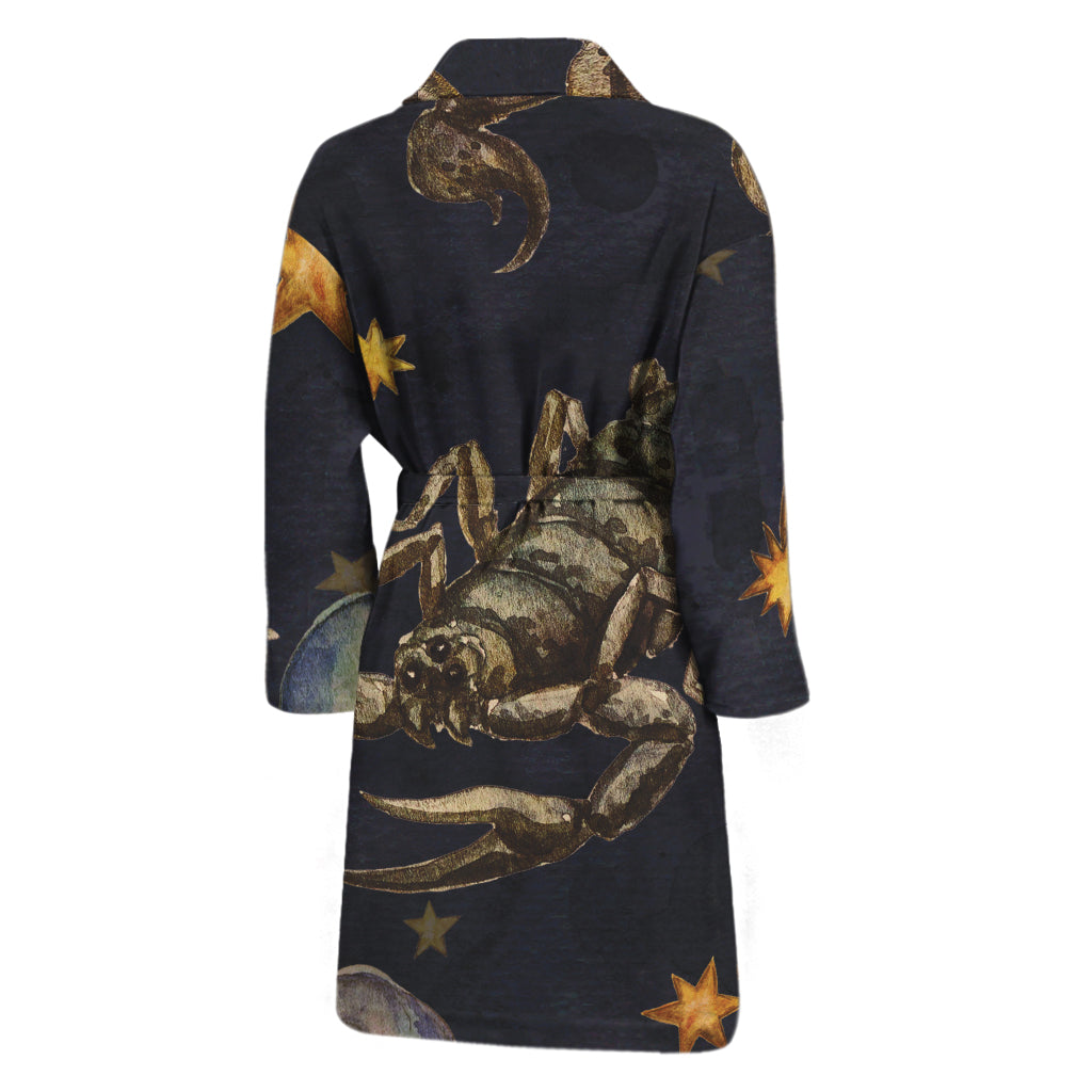 Watercolor Scorpio Zodiac Sign Print Men's Bathrobe