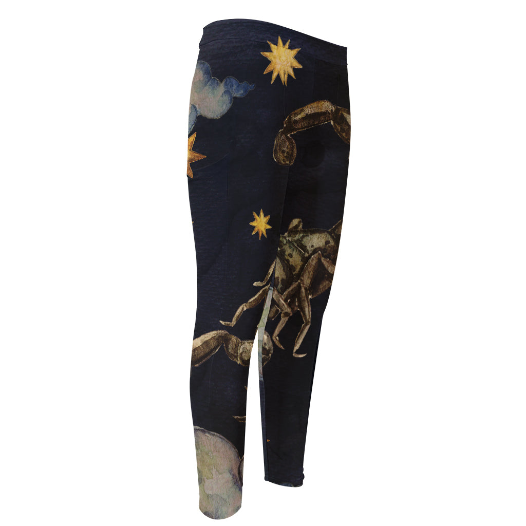 Watercolor Scorpio Zodiac Sign Print Men's Compression Pants