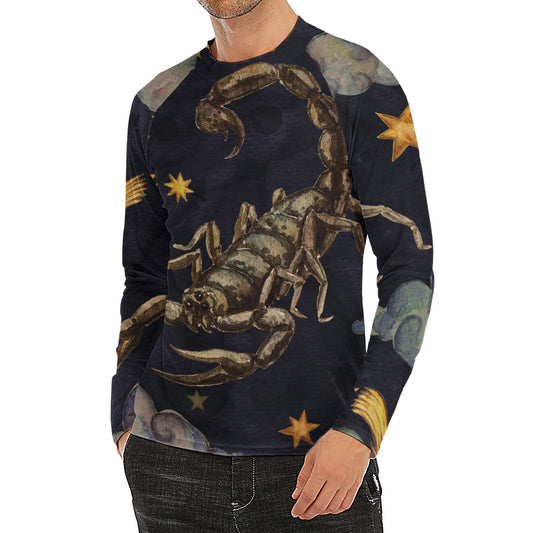 Watercolor Scorpio Zodiac Sign Print Men's Long Sleeve Rash Guard