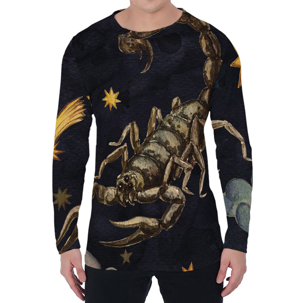 Watercolor Scorpio Zodiac Sign Print Men's Long Sleeve T-Shirt