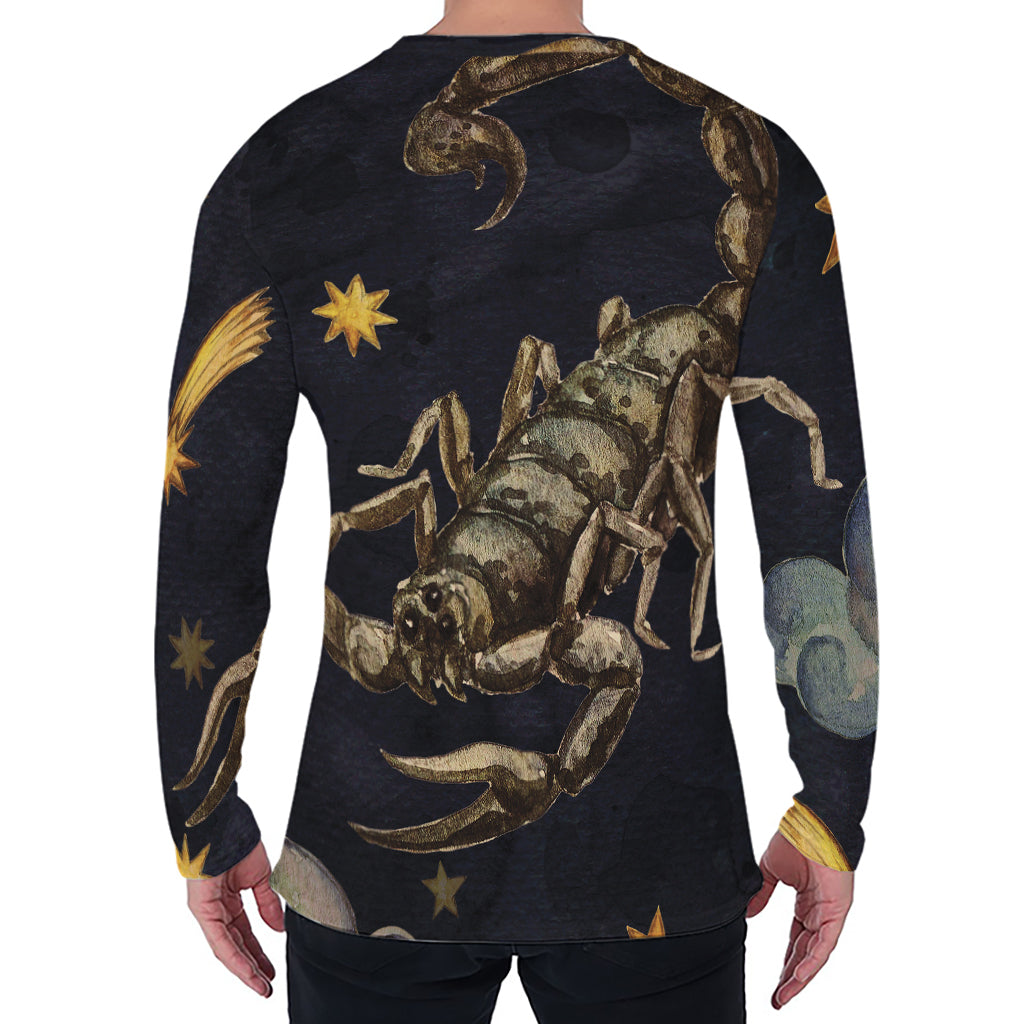 Watercolor Scorpio Zodiac Sign Print Men's Long Sleeve T-Shirt
