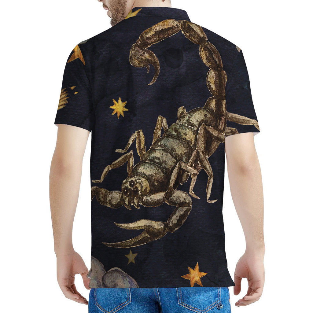 Watercolor Scorpio Zodiac Sign Print Men's Polo Shirt